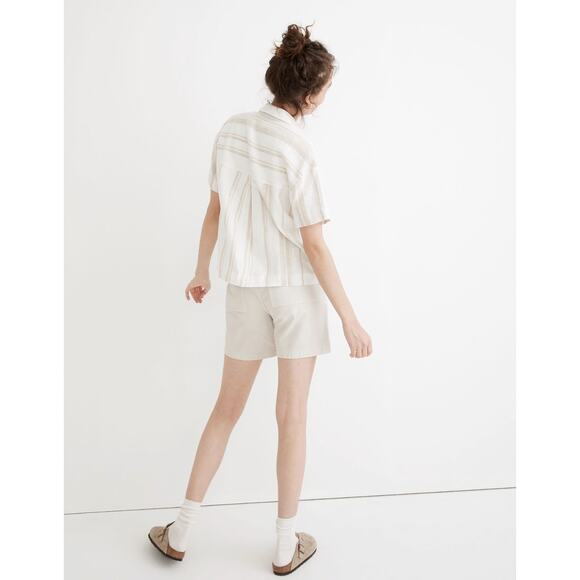 Madewell Linen-Blend Safari Shirt: Undyed Edition Natural Button Up Short Sleeve - Picture 2 of 10